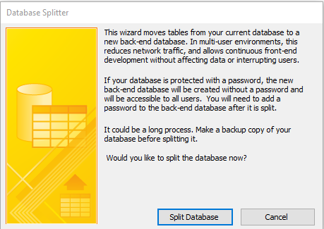 Access Database Splitter