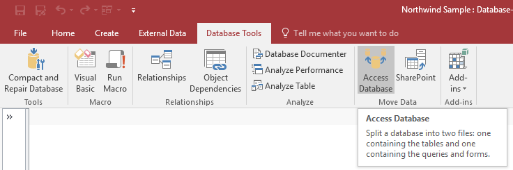 Access Split Backend Database Tool