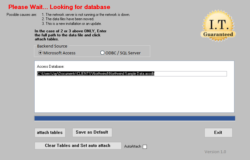 A tool to automatically re-link the dataabse backend to a Microsoft access database.